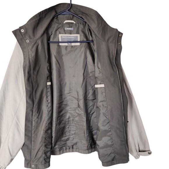 Perry Ellis Portfolio Microfiber Jacket Men Size L Khaki & Taupe Button Full Zip - Picture 4 of 16